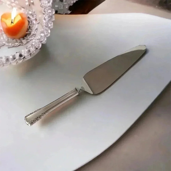 VTG Stainless Silver Plated Cake Server Wedding Gift Anniversary Present Scroll - Picture 1 of 6